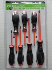 7 Piece Color Coded Electrician's 1000V Insulated Screwdriver Set GS/VDE Cert