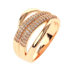 Gold Tone Gold Plated Ring With Clear Rhinestone & Cubic Zirconia XPE2728-G8