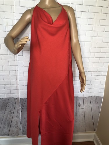 New Cushnie Target Blush Red   Satin Halter Neck Slip Dress (Size 20w) Plus’s - Picture 1 of 15