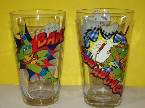 Tasses en verre à bière Zak Designs Teenage Mutant Ninja TMNT TMNT Pint Bar Neuf - Photo 1/4