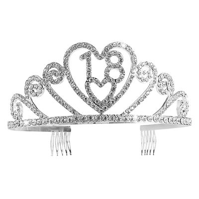 SILVER Diamond Crystal 18th Compleanno Tiara Crystal Tiara Corona Principessa Compleanno
