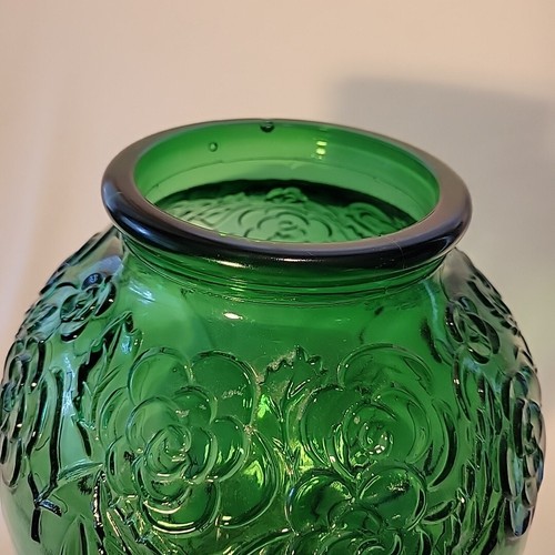 Vaso Niemen Stolle Vintage Art Déco Grande Vetro Verde FIORI 1920-1949 Polonia - Foto 14 di 24