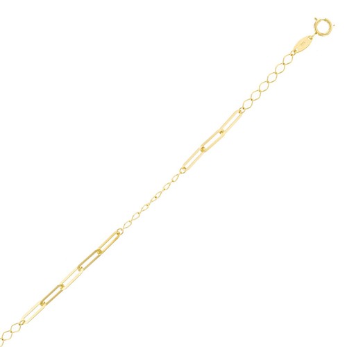 Italian 14k Yellow Gold Flat Oval Paper Clip Links Bracelet 7" 1.2 grams - Picture 2 of 4