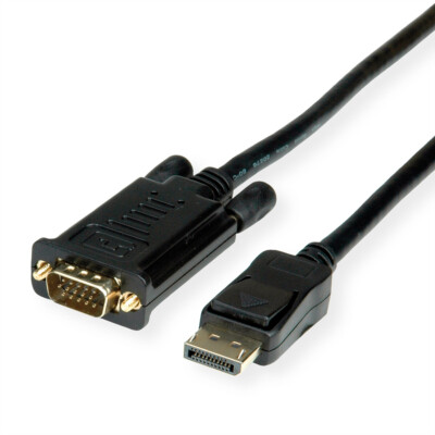 DisplayPort-VGA Kabel, DP Stecker - VGA Stecker, schwarz, 1 m