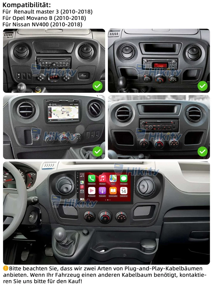 Carplay 10" Android15 Autoradio Für Opel Movano B Renault Master 3 GPS Navi WIFI - Bild 2 von 4