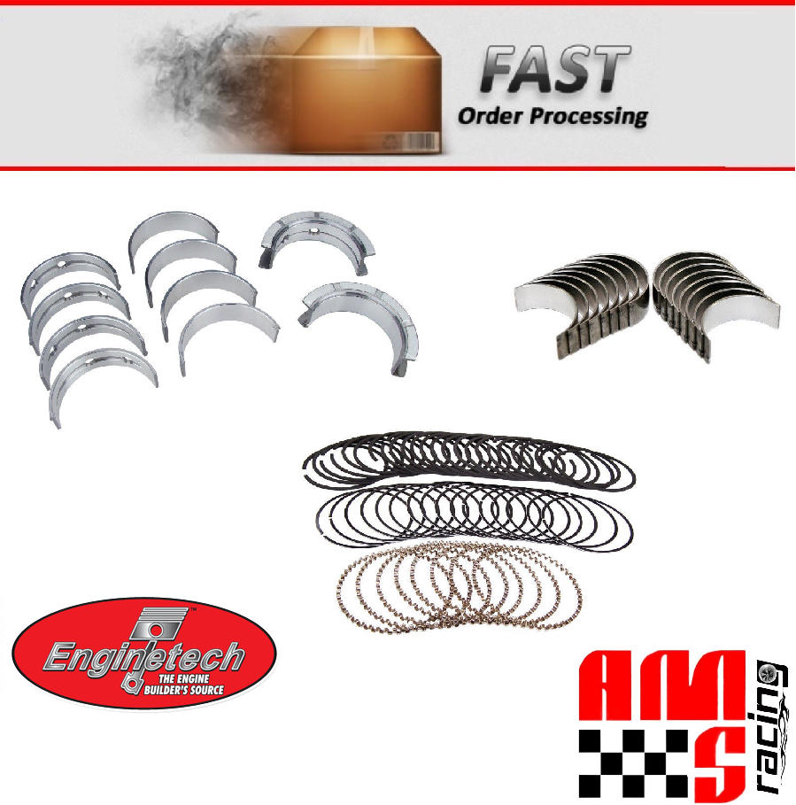 Main & Rods Bearings w/ Moly Piston Rings for 19992004 Chevrolet LQ9