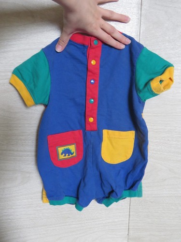 VTG 90s Gymboree Primary Color Block Dinosaur Puzzle One Piece Romper Newborn - Picture 2 of 11