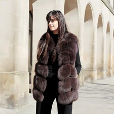 Fox Fur Vest In Chocolate