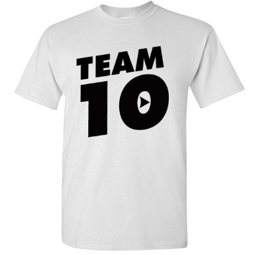 T-shirt Jake Paul Team 10 uomo globo bianco youtube logo unisex JP - Foto 1 di 1