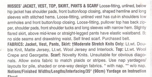Vogue Sewing Pattern 1471 Jacket Vest Top Skirt Pants Scarf Sizes 14-18 UNCUT - Picture 3 of 5