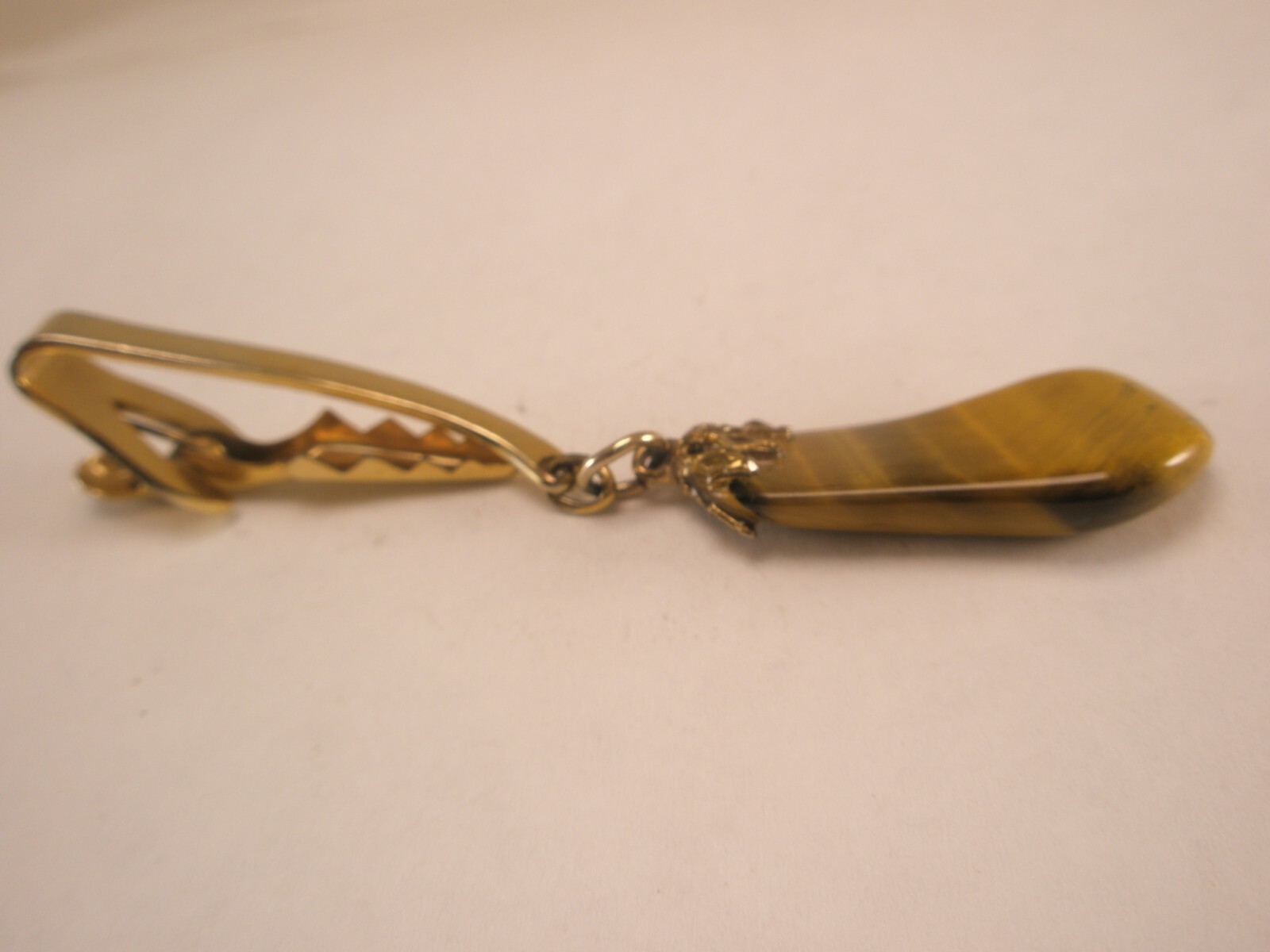 Genuine Tiger's Eye Pendant Vintage Tie Bar Clip … - image 3