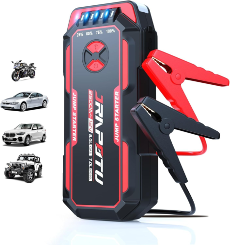 Portable Car Jump Starter, 2500A Peak Battery Jumper Starter Portable, Black
