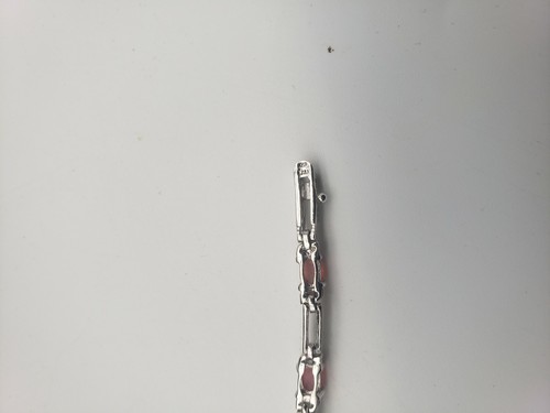 Silver Bracelet Pink Top Accents Tennis 7." 925 - Picture 7 of 8