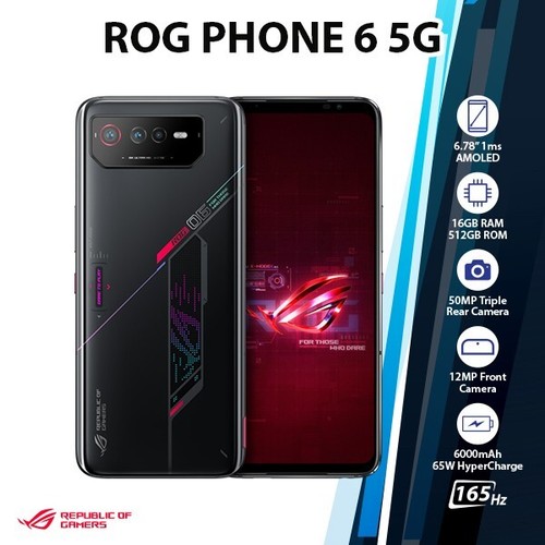 ASUS ROG Phone 6 5G Android Handy (Schwarz, 16GB+512GB, Dual SIM, entsperrt) - Bild 1 von 4