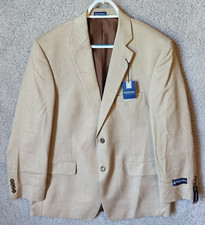 NEW Stafford Essentials Classic Fit Khaki Herringbone Sport Coat Jacket Size 42R