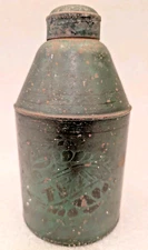 Antique 1800s Tin Toleware TEA Caddy Tole Stencil Worn Rustic Decor Canister vtg