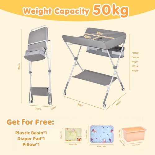4-in-1 Baby Changing Table w/ Storage Basket Adjustable Infant Diaper Station - Picture 2 of 8