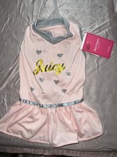 Pet Dress Dog or Cat Juicy Couture Silver Gold Birthday Bling Diva Apparel M