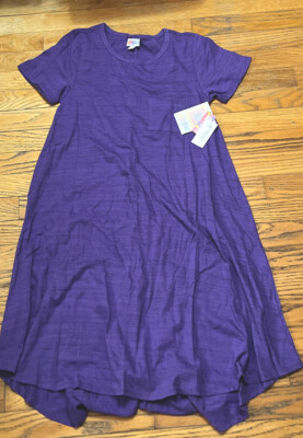 NWT LuLaRoe Carly Dress Cotton Purple with Black Microstripes-Size XX-Small XXS