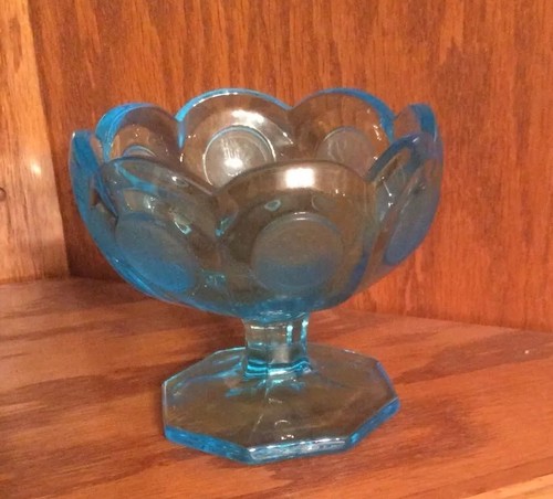 Vintage Light Blue Fostoriar Aqua Turquoise Coin Compote Custard Dish EUC MCM - Picture 8 of 11