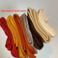 5Pairs Wool Thick Fuzzy Women Design Crew Colors Knit Boot Warm Socks Winter 5-9