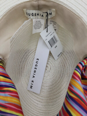 $365 Eugenia Kim Women\'s Ivory Straw Wide Brim Silk Ribbon Fedora O/S s-l400.jpg main image 3