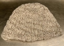 Ivory Brown Tweed Knit Wool Blend Outdoor Beanie Hat One Size Unisex