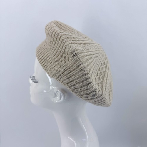 Solid Beige color Beret / Tam, Stretchable - Picture 3 of 3
