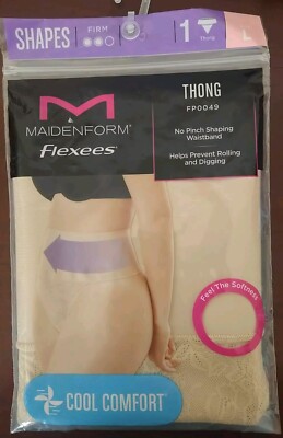 Maidenform Flexees Women's  Tame Your Tummy Nude Lace Shaping Thong  Large New