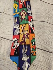 Vintage Looney Tunes Neck Tie Characters Bugs, Taz, Tweety, Road Runner, Daffy