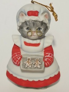 Vintage 1985 Schmid Kitty Cucumber Cat Kitten Grandma&Cookies Christmas Ornament | eBay