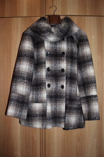 Zara Giacca Cappotto corto Giaccone Lana Donna A Quadri Taglia L Пальто  Куртка | eBay