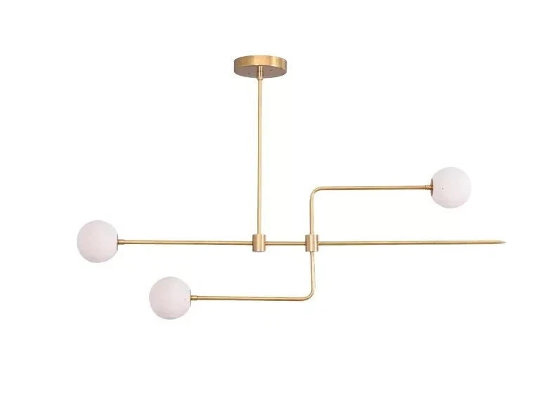 Lámpara de techo con 3 globos estilo Stilnovo acabado de latón lámpara de araña Sputnik Foto 3 de 4