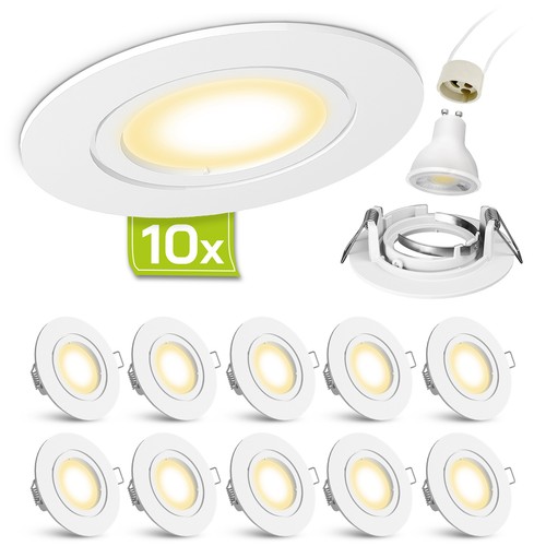 10x Einbaustrahler Set rund linovum® weiß matt LED 3W warmweiß (2700K) - Bild 1 von 7