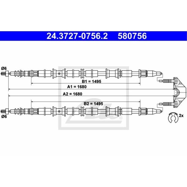 Ate Handbremsseil Bremsseil Hinten Passend FüR Opel Zafira A F75_ T98-image