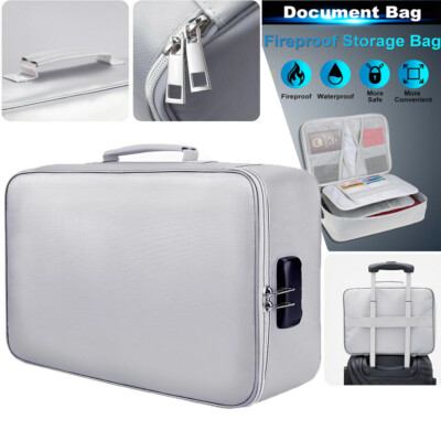 Fireproof Document Box Organizer with Safe Code Lock Large Capacity Multi-Layer 