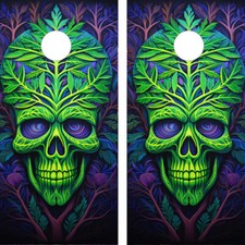 WATERPROOF FADEPROOF Cornhole Board Wraps - Plant Head Skull