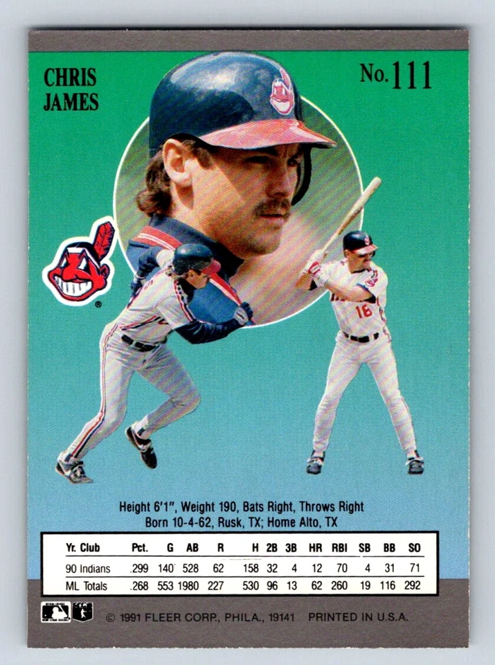 1991 Ultra 111b Chris James Cleveland Indians - Image 2 of 2