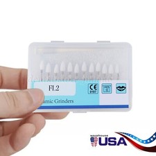 12 Pcs Dental White Polishing Stones Flame Cone Shape FG Burs Arkansas Stone USA