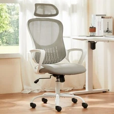 Office/ Gaming Chair, Ergonomic Mesh Desk Chair High Back and Headrest, Gray