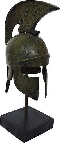 Athenian pure bronze mini helmet on marble base with legendary griffin carvings - Picture 4 of 5
