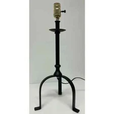 New Primitive Colonial Style BLACK IRON LAMP Plug In Cord Electric Light