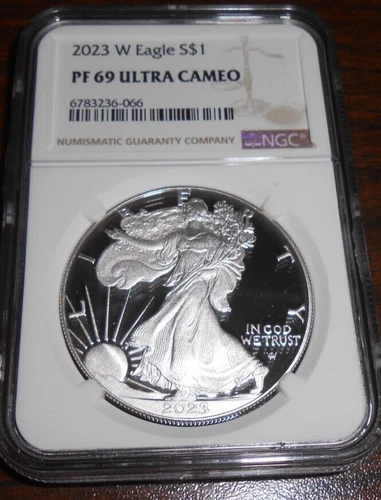 2023 W AMERICAN SILVER EAGLE NGC PF 69 ULTRA CAMEO - BROWN LABEL