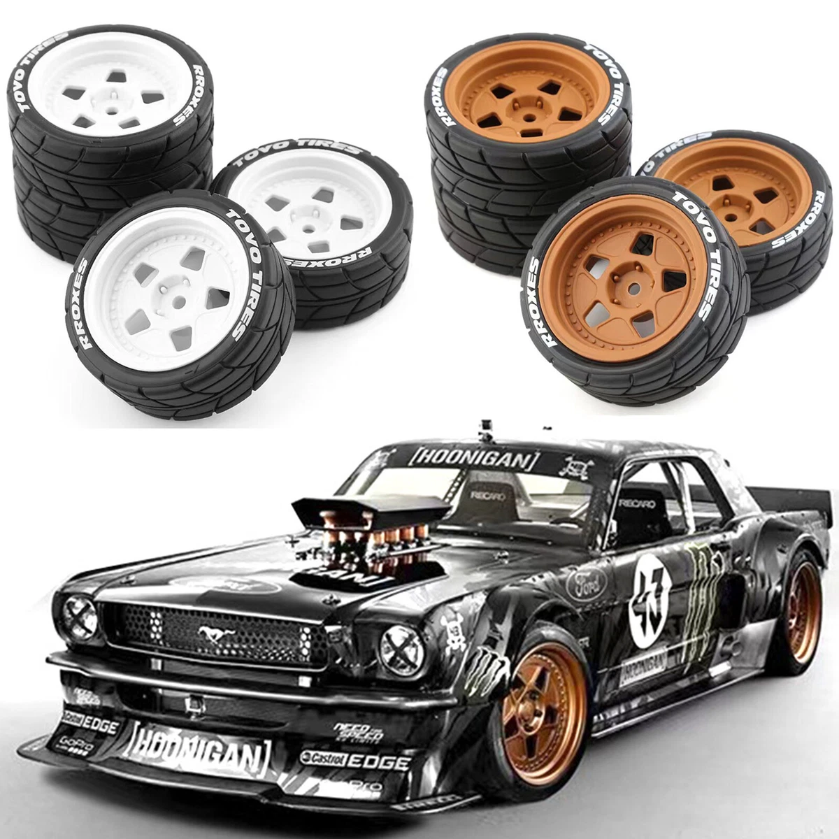 4 pièces pneu dérivant classique pour 1/10 HPI Ken Block RV Rally 1965 Ford  Must