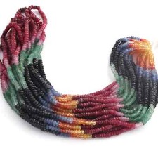 1 Strand Beautiful Multi Sapphire Faceted Rondelles - Gemstone Roundelles Beads