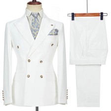 Men Double Breasted Blazer Formal Business Groom Party Prom Tuxedo Wedding Suit