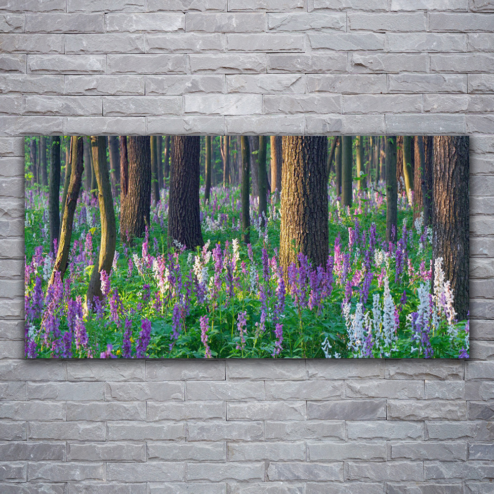 Tableau en verre acrylique 120x60 cm Forêt et Fleurs Sauvages pour Salon