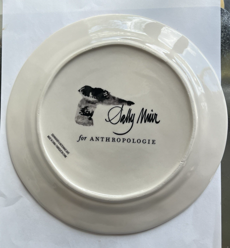 SALLY MUIR FOR ANTHROPOLOGIE DOG-A-DAY STONEWARE DESSERT PLATE FRENCHIE READ - Picture 2 of 5