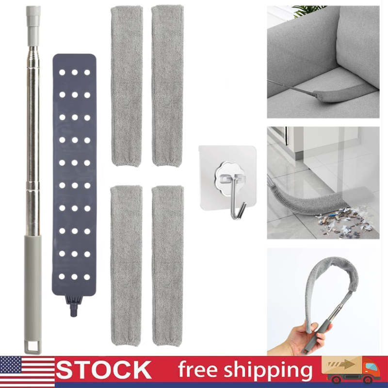 Retractable Gap Dust Cleaner, Dusting Brush with 4 Washable Dusting Cloths