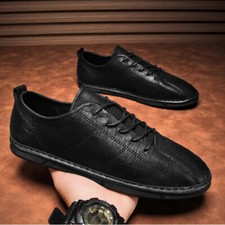 Lace Up Round Toe Low Top Casual Dress Men's Faux Leather Shoes British Style 44